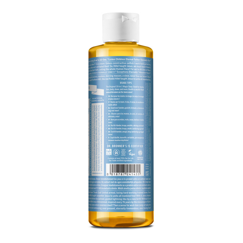 JABON LIQUIDO CONCENTRADO DE CASTILLA NEUTRAL 240 ML DR BRONNERS
