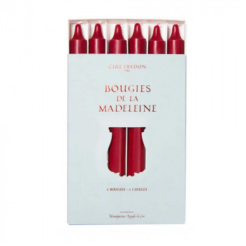 BURGUNDY MADELEINE TAPER CANDLE (BOX OF 6)